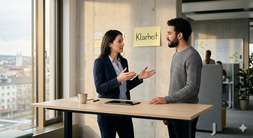 Direktes Gespräch zwischen Manager und Teammitglied